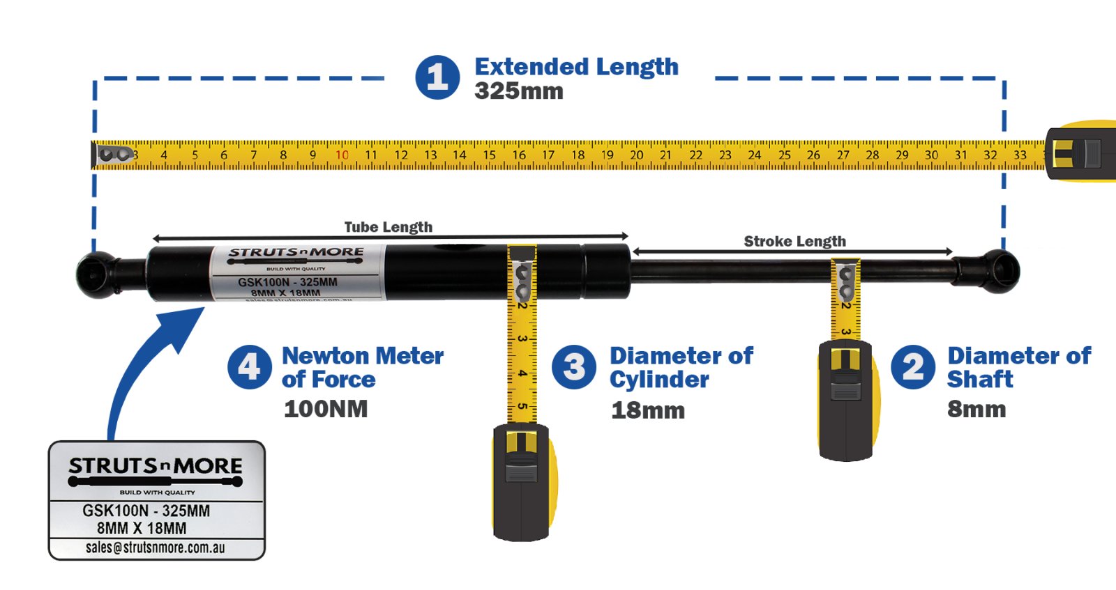 How to measure a gas strut